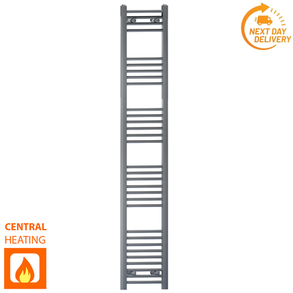  400mm Wide - 1800mm High Anthracite Grey Heated Towel Rail Radiator 