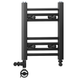 Dual Fuel 350 x 400mm Straight Matt Black Heated Towel Rail - (incl. Valves + Electric Heating Kit) 