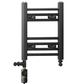 Dual Fuel 350 x 400mm Straight Matt Black Heated Towel Rail - (incl. Valves + Electric Heating Kit) 