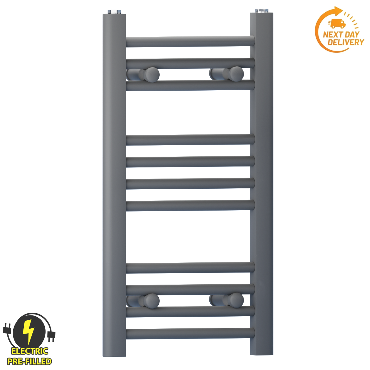  300mm Wide - 600mm High  Anthracite Grey Electric Heated Towel Rail Radiator