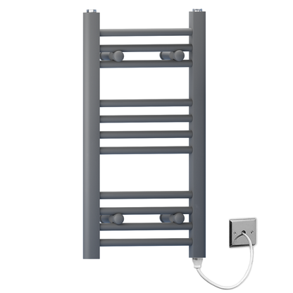  300mm Wide - 600mm High  Anthracite Grey Electric Heated Towel Rail Radiator 