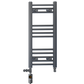 Dual Fuel 300 x 700mm Straight Anthracite Grey Heated Towel Rail - (incl. Valves + Electric Heating Kit) 
