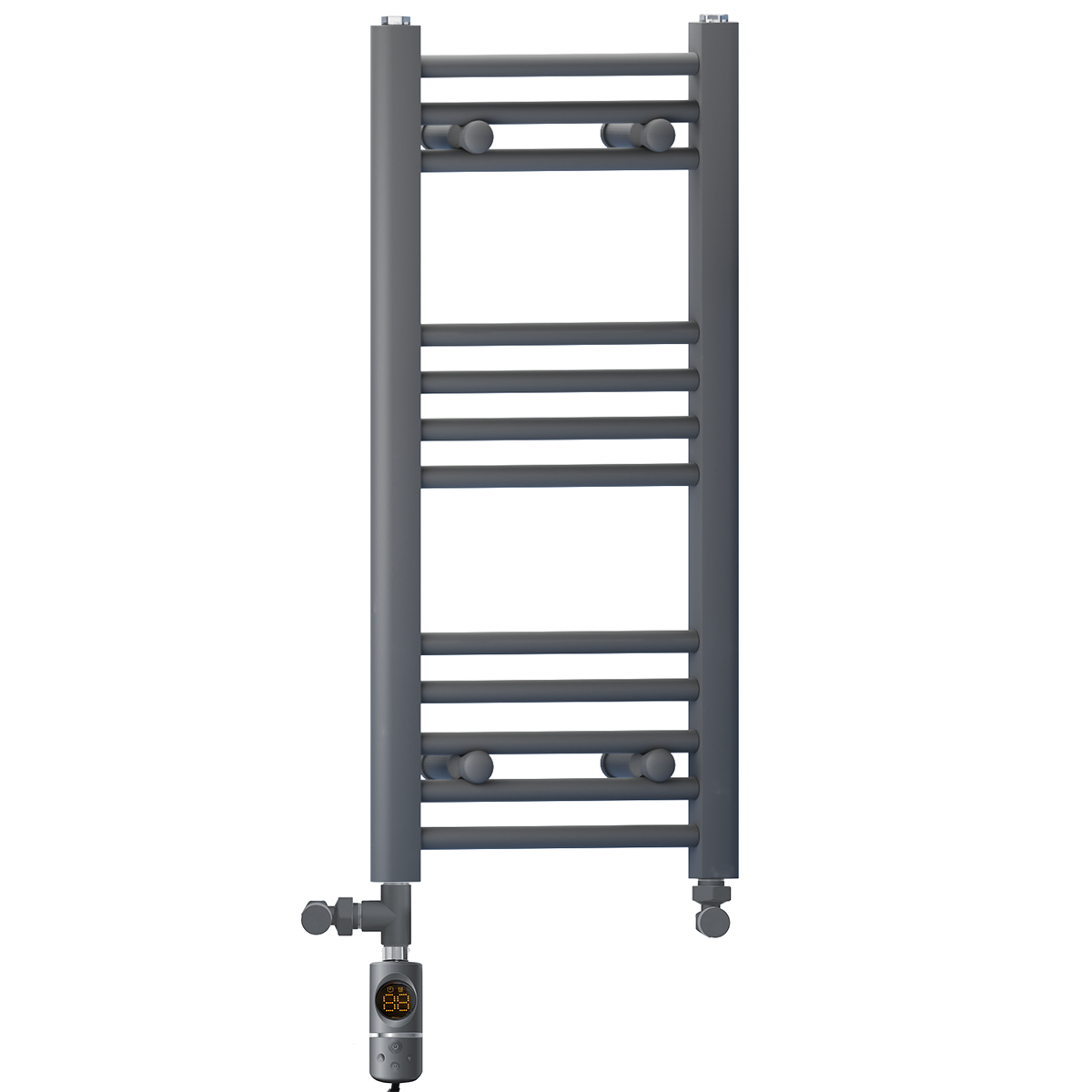  Dual Fuel 300 x 700mm Straight Anthracite Grey Heated Towel Rail - (incl. Valves + Electric Heating Kit)