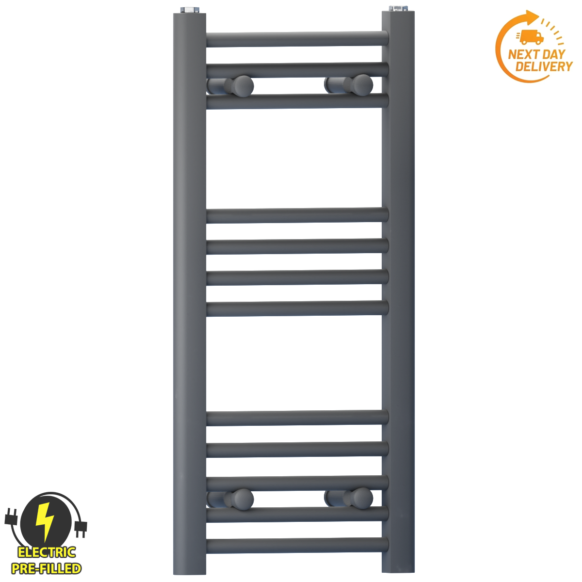  300mm Wide - 700mm High  Anthracite Grey Electric Heated Towel Rail Radiator