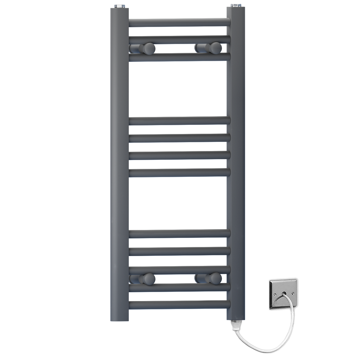  300mm Wide - 700mm High  Anthracite Grey Electric Heated Towel Rail Radiator