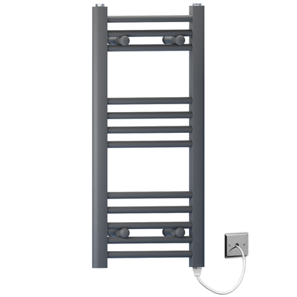  300mm Wide - 700mm High  Anthracite Grey Electric Heated Towel Rail Radiator 