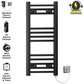 300mm Wide - 800mm High Flat Black Electric Heated Towel Rail Radiator 
