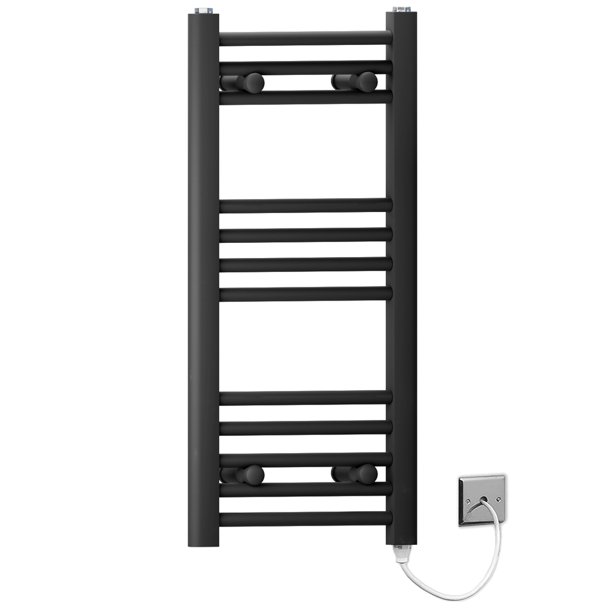 350mm Wide 700mm High Flat Black Electric Heated Towel Rail Radiator