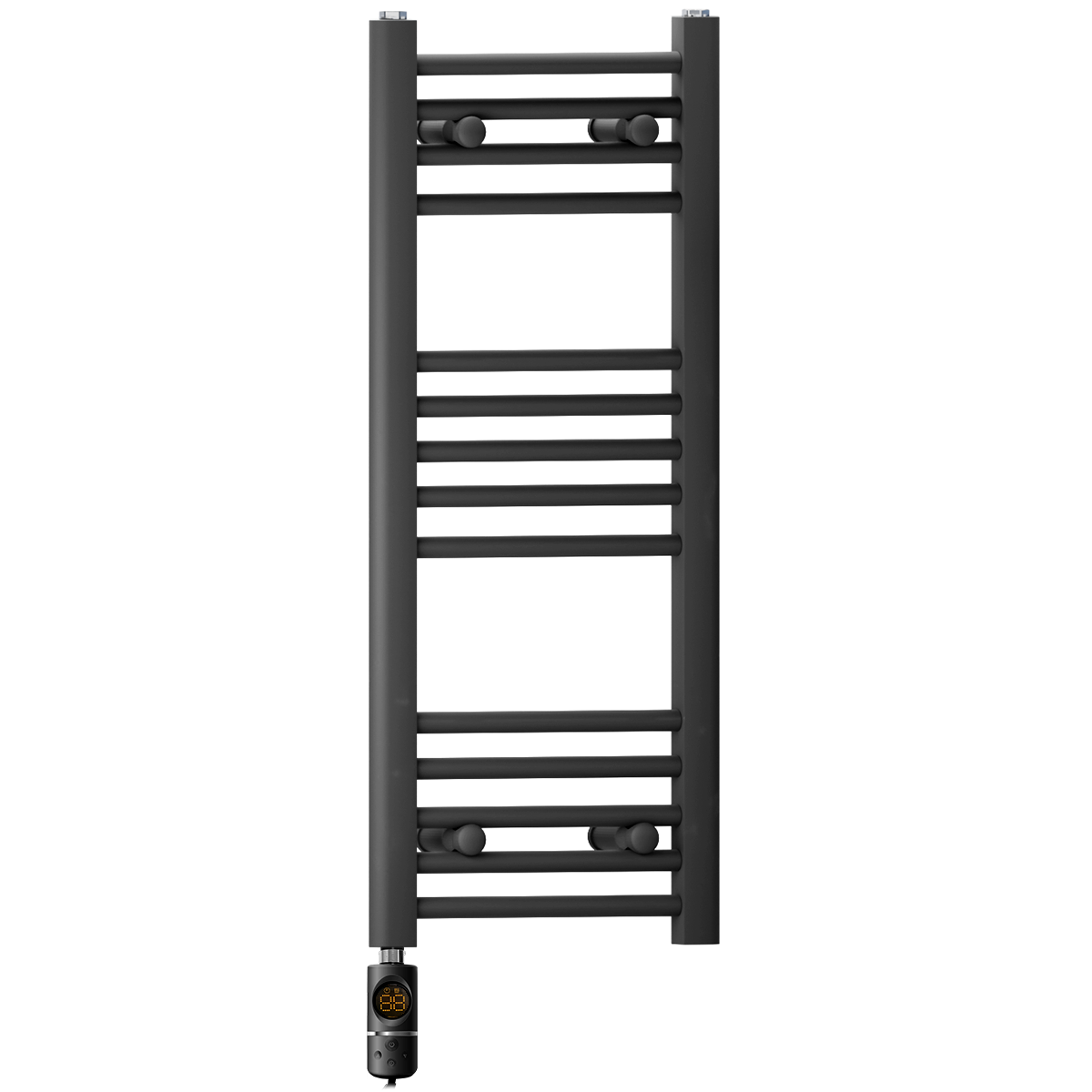  350mm Wide - 800mm High Flat Black Electric Heated Towel Rail Radiator