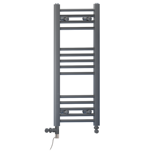 Sèche-serviettes droit bi-énergie 300 x 800 mm gris anthracite (robinets et kit de chauffage électrique inclus) 