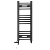Sèche-serviettes droit bi-énergie noir mat 350 x 800 mm (avec vannes et kit de chauffage électrique)
