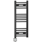 350mm Wide - 800mm High Flat Black Electric Heated Towel Rail Radiator 