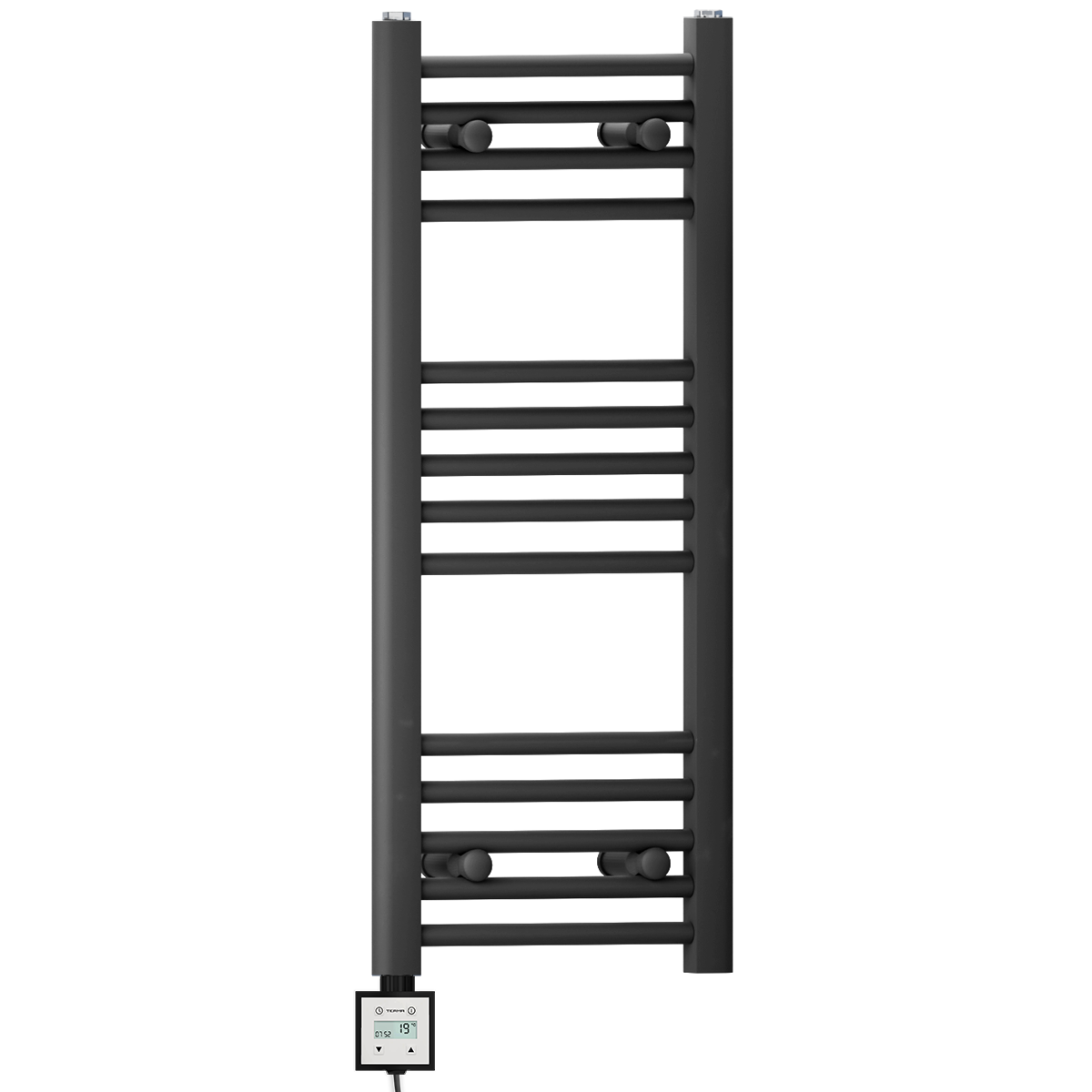  350mm Wide - 800mm High Flat Black Electric Heated Towel Rail Radiator