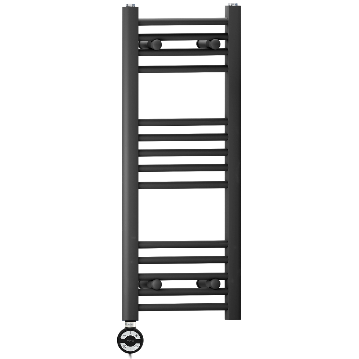  350mm Wide - 800mm High Flat Black Electric Heated Towel Rail Radiator