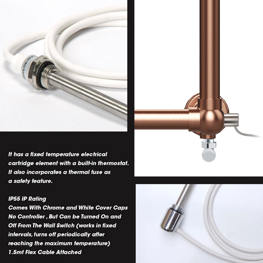  Dual Fuel Traditional Brass Heated Towel Rail 500 x 750mm Charlotte (Incl. Valves + Electric Heating Kit)