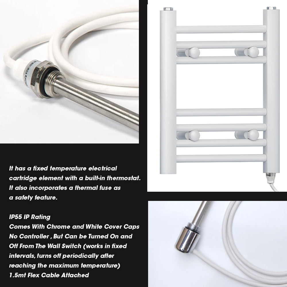  400mm x 1000mm White Heated Towel Rail Radiator | Dual Fuel 19mm Tube