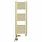 Dual Fuel 300 x 900mm Shiny Gold Heated Towel Rail Radiator- (incl. Valves + Electric Heating Kit) 