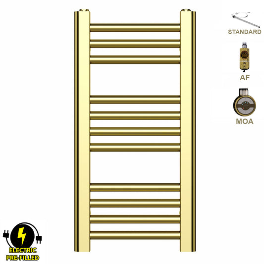 300mm Wide - 600mm High Shiny Gold Electric Heated Towel Rail Radiator 