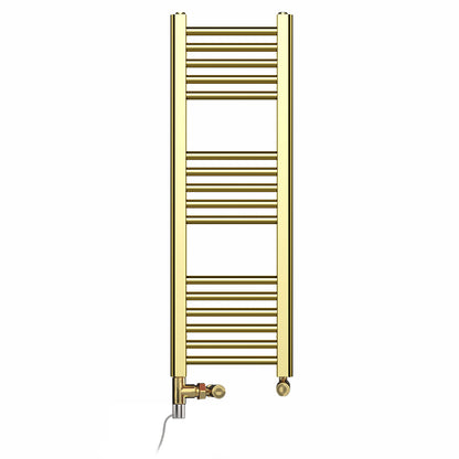  Dual Fuel 300 x 900mm Shiny Gold Heated Towel Rail Radiator- (incl. Valves + Electric Heating Kit) 