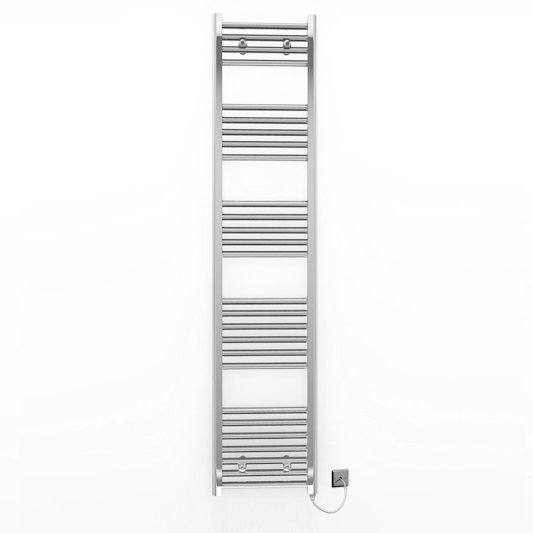  450mm Wide - 1600mm High Flat Chrome Electric Heated Towel Rail Radiator