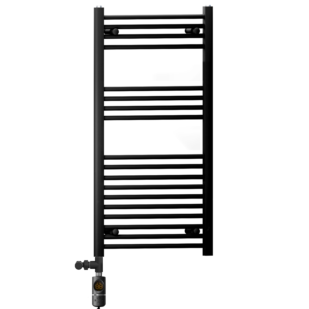  400mm x 1000mm Black Heated Towel Rail Radiator | Dual Fuel 19mm Tube