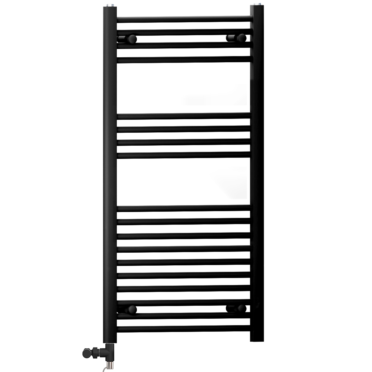  400mm x 1000mm Black Heated Towel Rail Radiator | Dual Fuel 19mm Tube