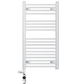 400mm x 1000mm White Heated Towel Rail Radiator | Dual Fuel 19mm Tube 