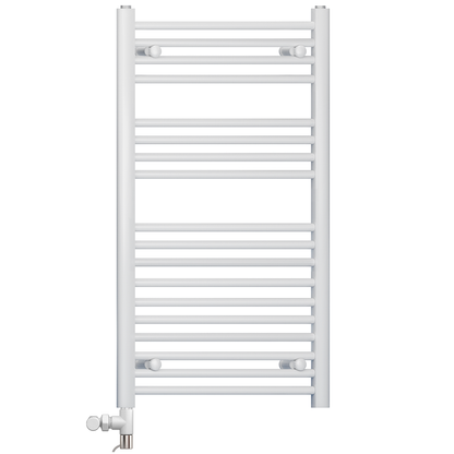  400mm x 1000mm White Heated Towel Rail Radiator | Dual Fuel 19mm Tube 