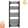 400mm x 1200mm Black Heated Towel Rail Radiator | Central Heating 19mm Tube
