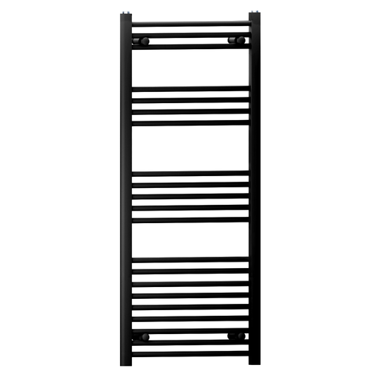 500mm x 1200mm Black Heated Towel Rail Radiator | Central Heating 19mm Tube 