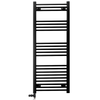 400mm x 1200mm Black Heated Towel Rail Radiator | Dual Fuel 19mm Tube