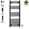 400mm x 1200mm Black Heated Towel Rail Radiator | Electric 19mm Tube