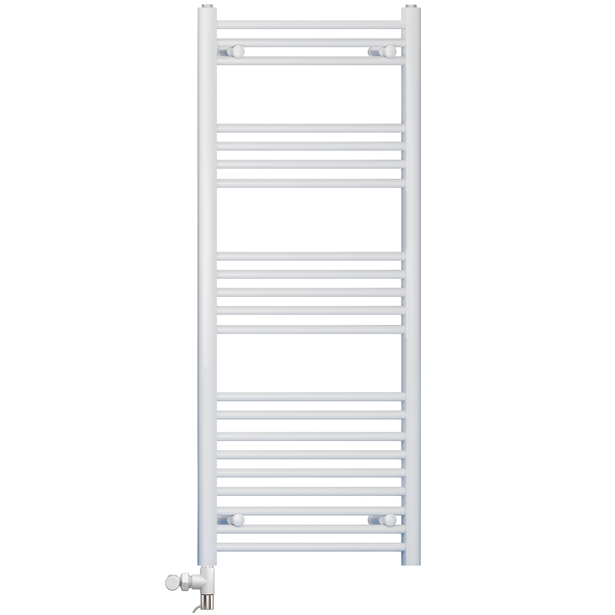 400mm x 1200mm White Heated Towel Rail Radiator | Dual Fuel 19mm Tube