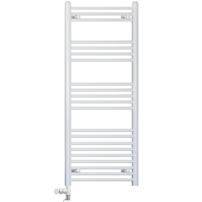  400mm x 1200mm White Heated Towel Rail Radiator | Dual Fuel 19mm Tube 