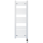 400mm x 1400mm White Heated Towel Rail Radiator | Dual Fuel 19mm Tube 