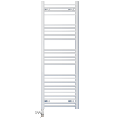  400mm x 1400mm White Heated Towel Rail Radiator | Dual Fuel 19mm Tube 