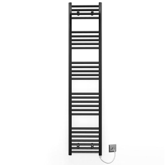 450mm Wide - 1600mm High Flat Black Electric Heated Towel Rail Radiator 