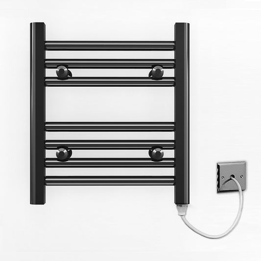 300mm Wide - 400mm High Flat Black Electric Heated Towel Rail Radiator 
