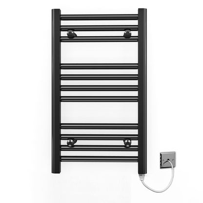  300mm Wide - 600mm High Flat Black Electric Heated Towel Rail Radiator 