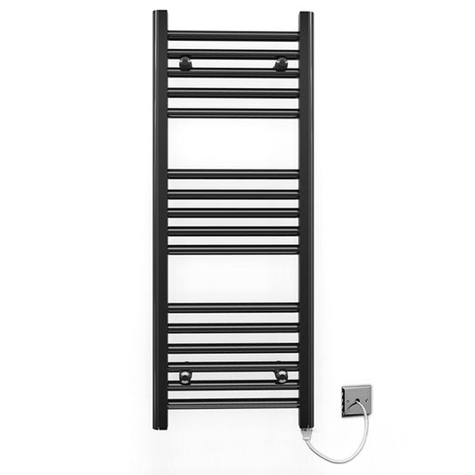 300mm Wide - 900mm High Flat Black Electric Heated Towel Rail Radiator 