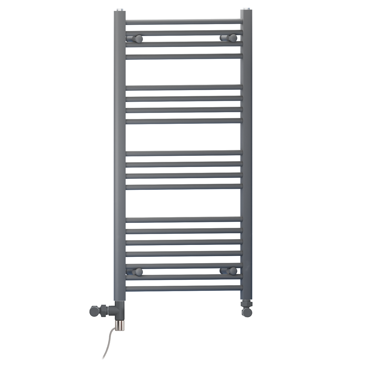  Dual Fuel 550 x 1000mm Straight Anthracite Grey Heated Towel Rail - (incl. Valves + Electric Heating Kit)