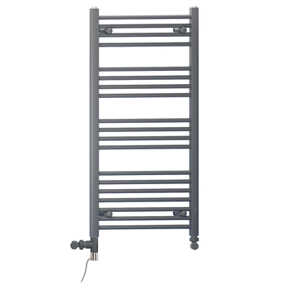  Dual Fuel 550 x 1000mm Straight Anthracite Grey Heated Towel Rail - (incl. Valves + Electric Heating Kit) 
