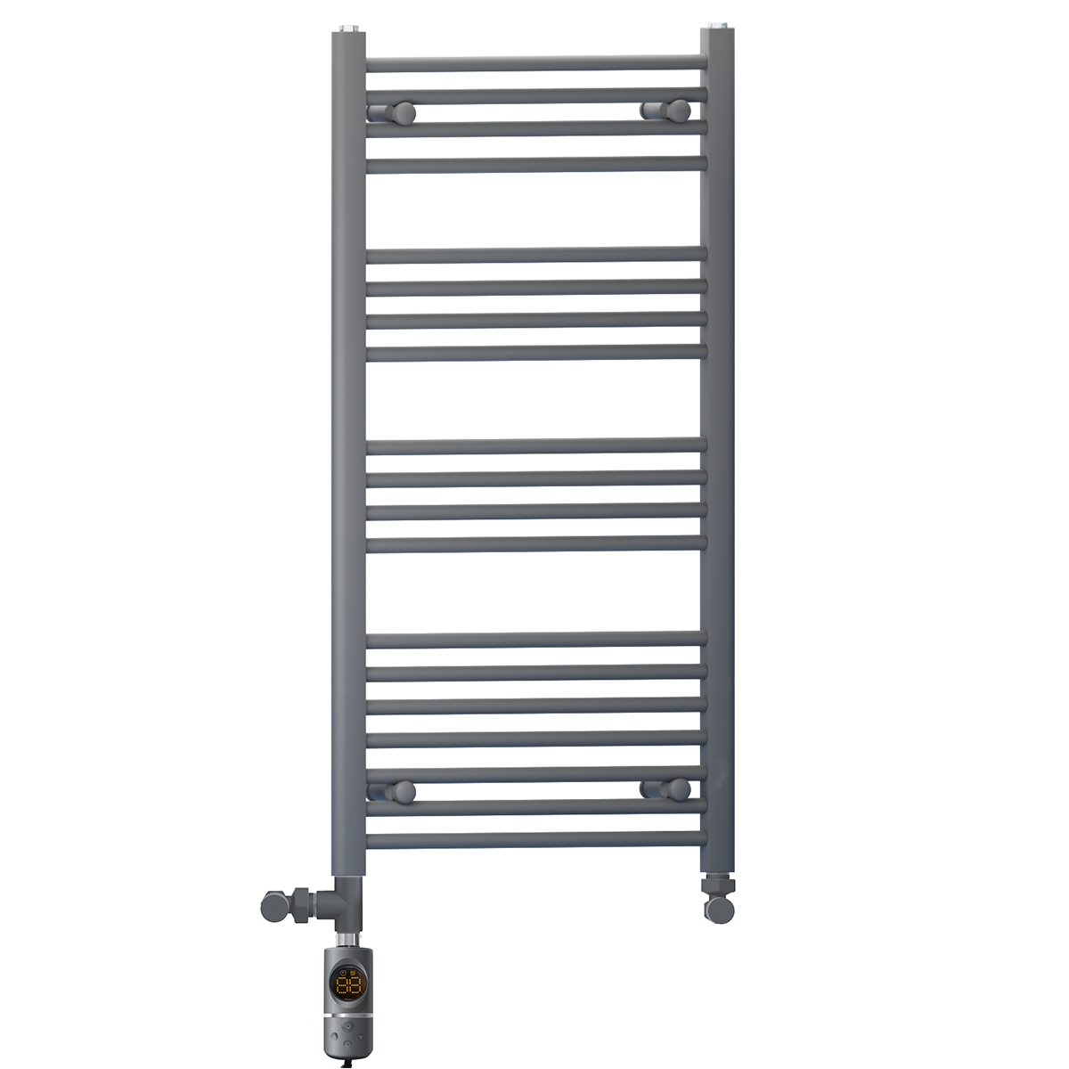  Dual Fuel 550 x 1000mm Straight Anthracite Grey Heated Towel Rail - (incl. Valves + Electric Heating Kit)