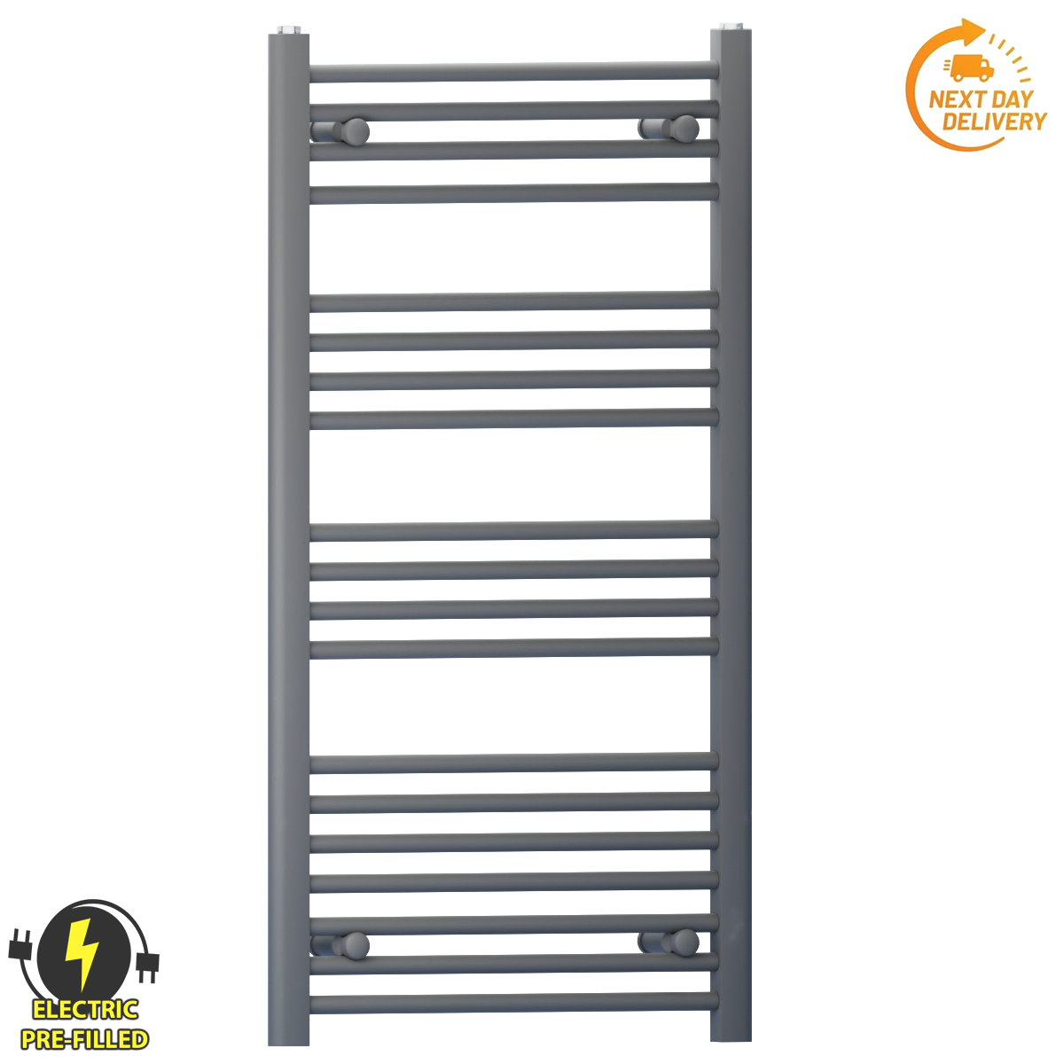  500mm Wide - 1000mm High  Anthracite Grey Electric Heated Towel Rail Radiator