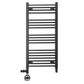 Dual Fuel 450 x 1000mm Straight Matt Black Heated Towel Rail - (incl. Valves + Electric Heating Kit) 