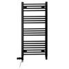 Sèche-serviettes droit bi-énergie 400 x 1 000 mm, noir mat (robinets et kit de chauffage électrique inclus)