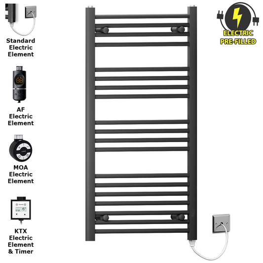 Radiateur sèche-serviettes électrique noir mat de 600 mm de large et 1 000 mm de haut 