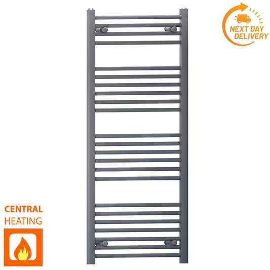 500mm Wide - 1200mm High Anthracite Grey Heated Towel Rail Radiator 