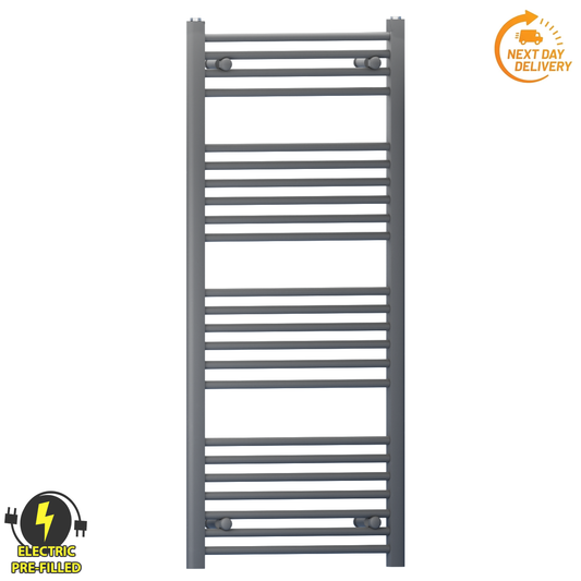 Radiateur sèche-serviettes électrique gris anthracite de 500 mm de large et 1 400 mm de haut 