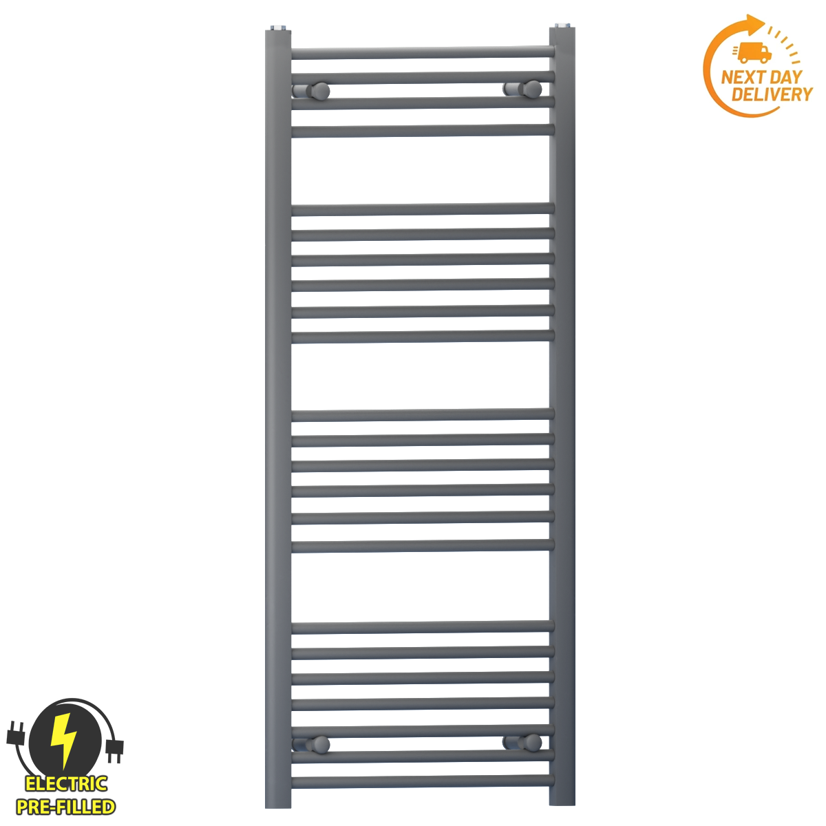  450mm Wide - 1200mm High  Anthracite Grey Electric Heated Towel Rail Radiator